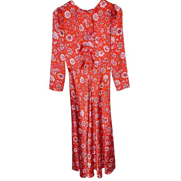 J. Crew Featherweight satin midi Dress size 6 Poppy fields  Glam Floral Formal - Picture 5 of 13